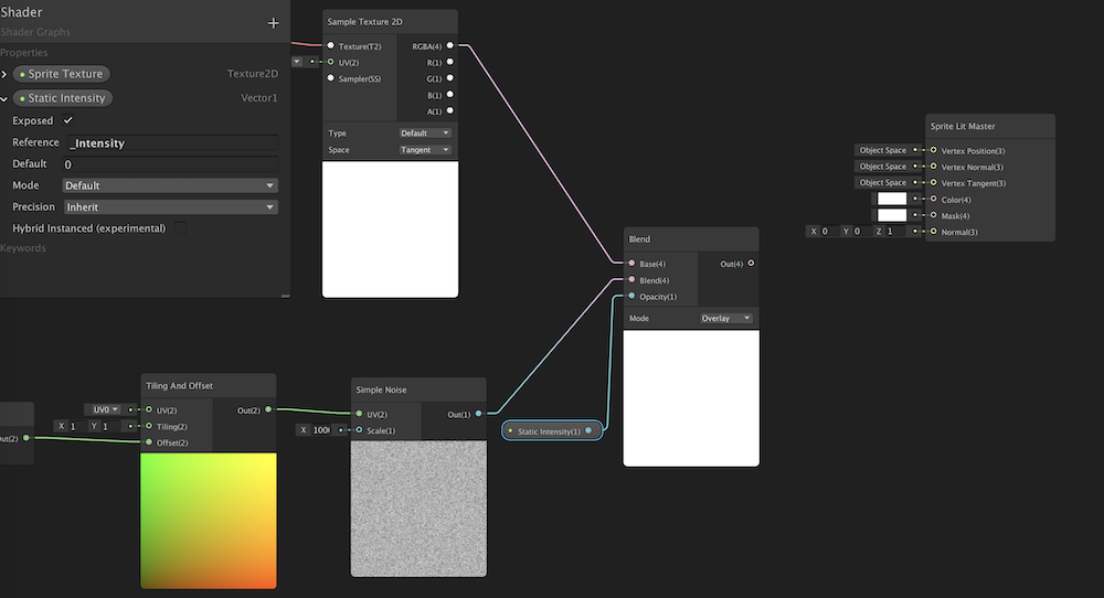 Setting up the Blend node in Shader Graph