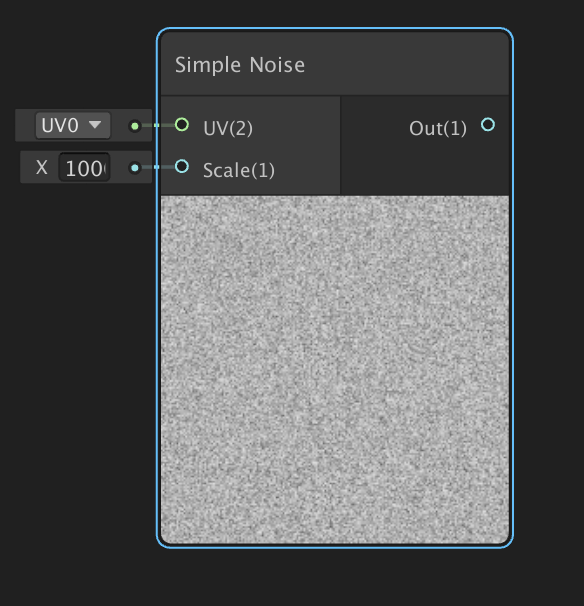Previewing the Simple Noise node in Unity Shader Graph
