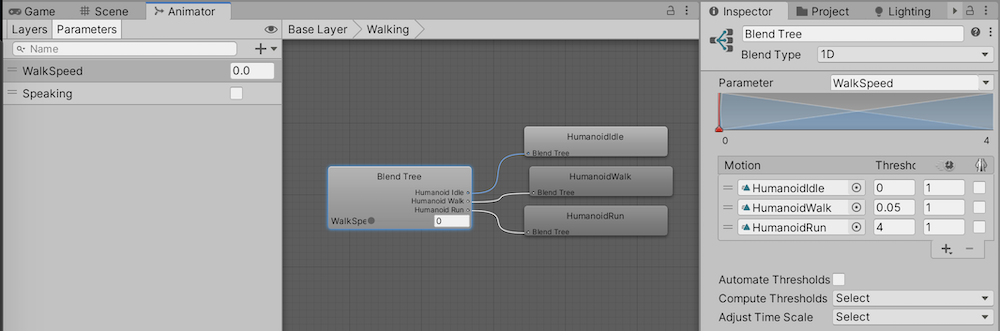 Animator Blend Tree setup for use with the NavMeshAgent