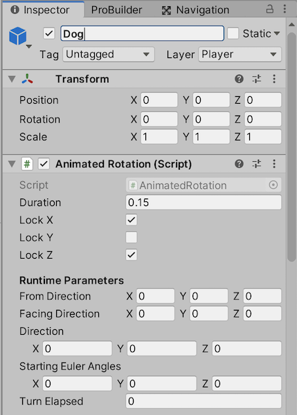 Add the AnimatedRotation script as a component in the Unity Inspector