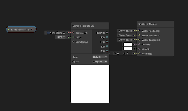 A simple Shader Graph 2D texture setup in Unity