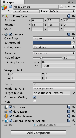 Unity3D Camera Settings for Panning and Pinch-to-Zoom