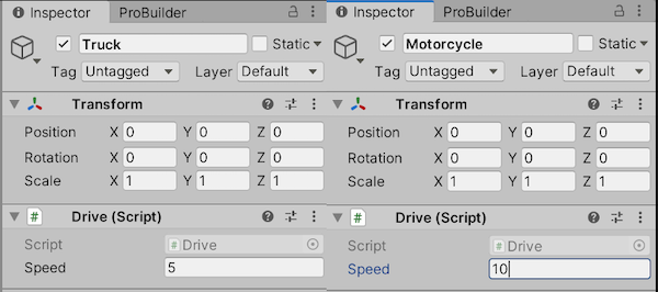 Editing public variables in the Unity inspector