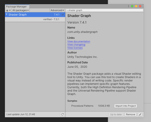 Installing Shader Graph in Unity